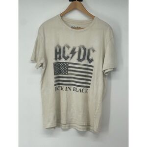 Lucky Brand Back In Black AC/DC‎ White T-Shirt Size L